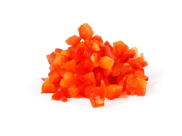Paprika rood brunoise 10 mm zak a 1kg